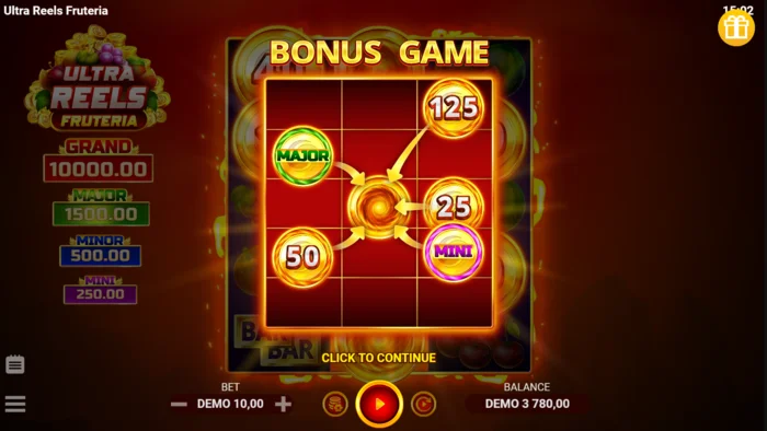 Ultra Reels Fruteria - Hold and Win odasının başlatılması