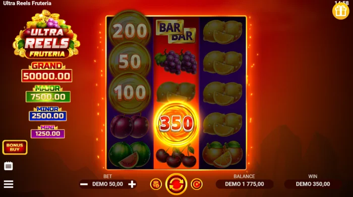 Ultra Reels Fruteria - değerleri olan Coin Collect madeni paraları